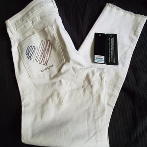 NWT Bebe White Heartbreaker Ankle Skinny Jeans 31